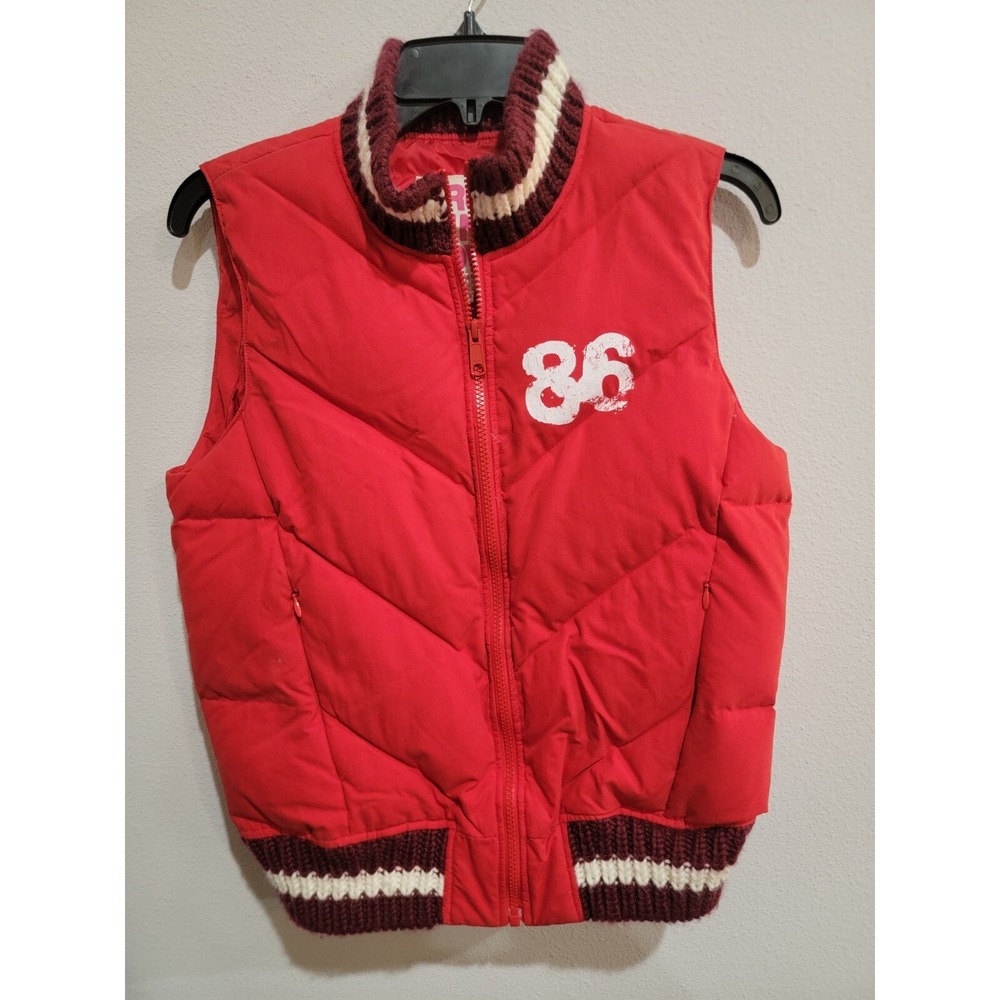 Victoria Secret Women's Red True Pink Love Down Jacket Vest Full Zip Size XS/S